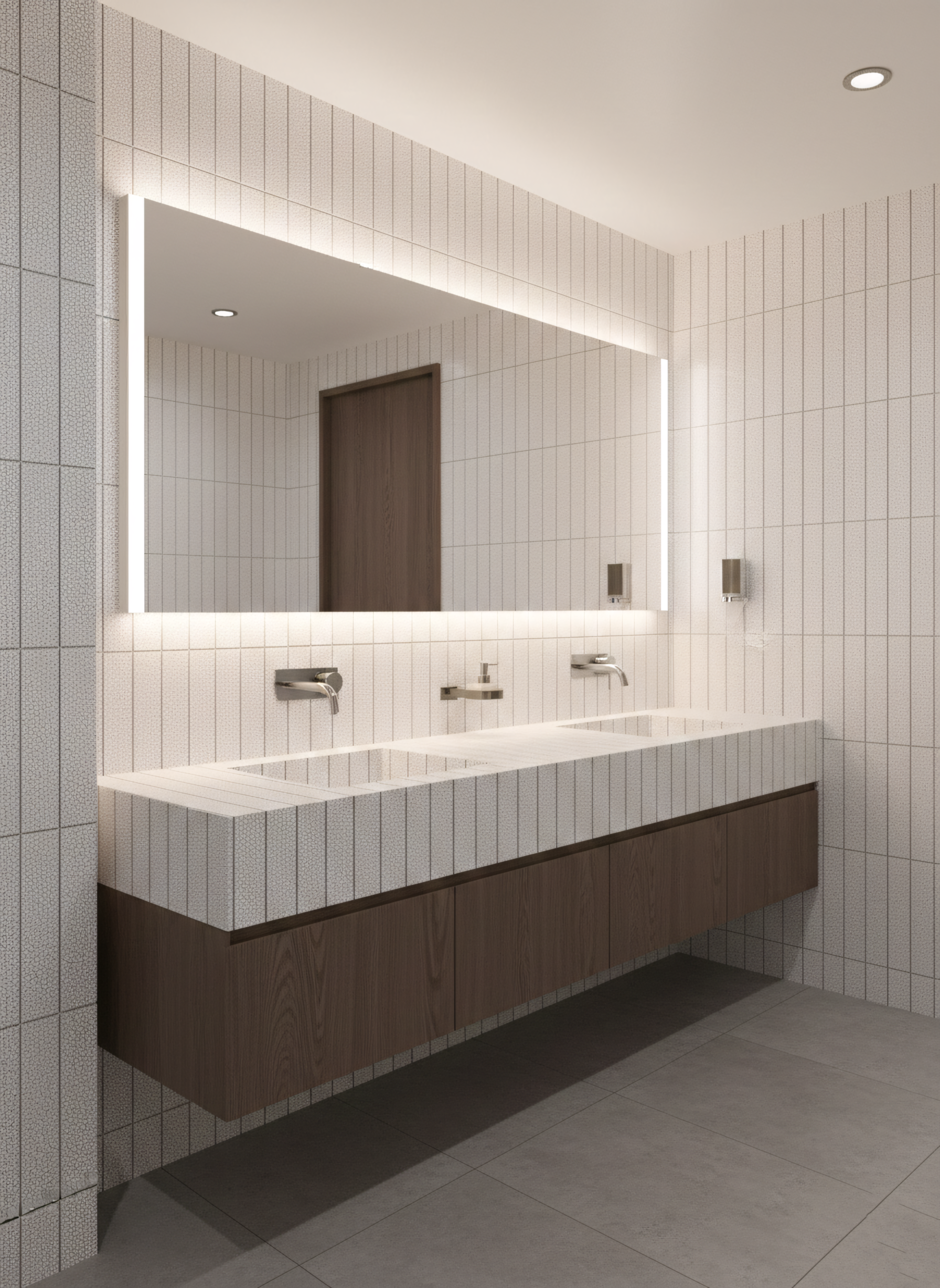 Polygood recycled plastic wall tiles in a bathroom interior
