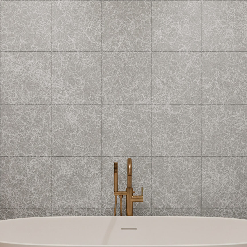 Polygood wall tile in Gossamer pattern, recycled polystyrene surface