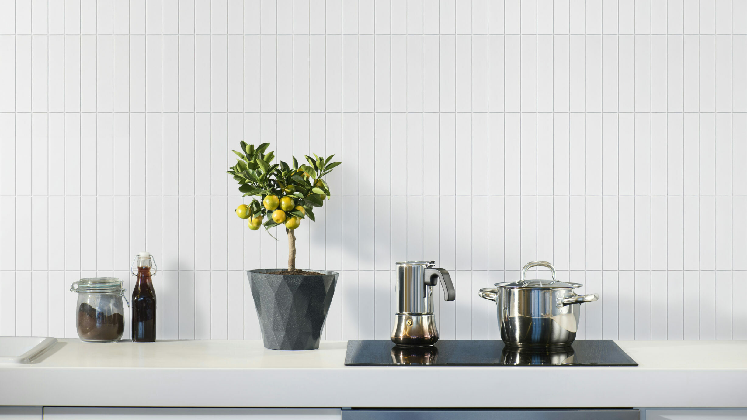 Polygood recycled plastic wall tiles in a commercial interior
